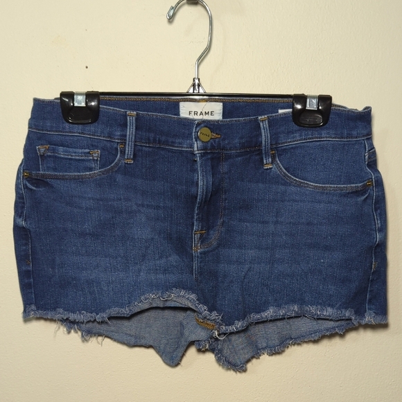 Frame Denim Pants - Frame Le Cutoff Denim Shorts Raw Hem Stretch Summer Women's Size 29